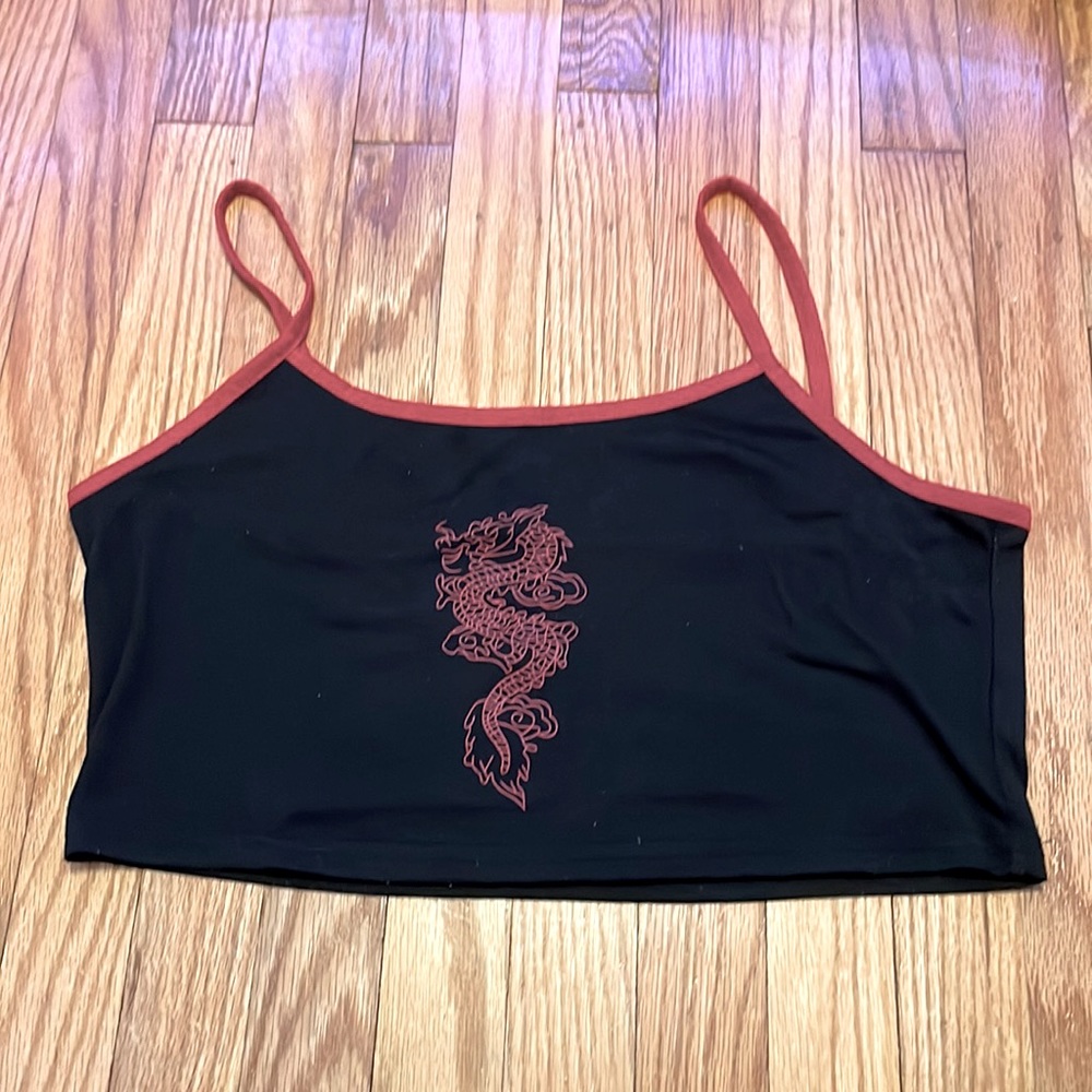 Black and Red Dragon Crop Top🐉